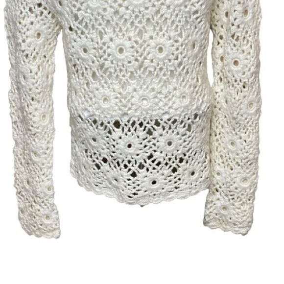 Express cream hand knit formal crochet wool blend sweater size M - Picture 16 of 16